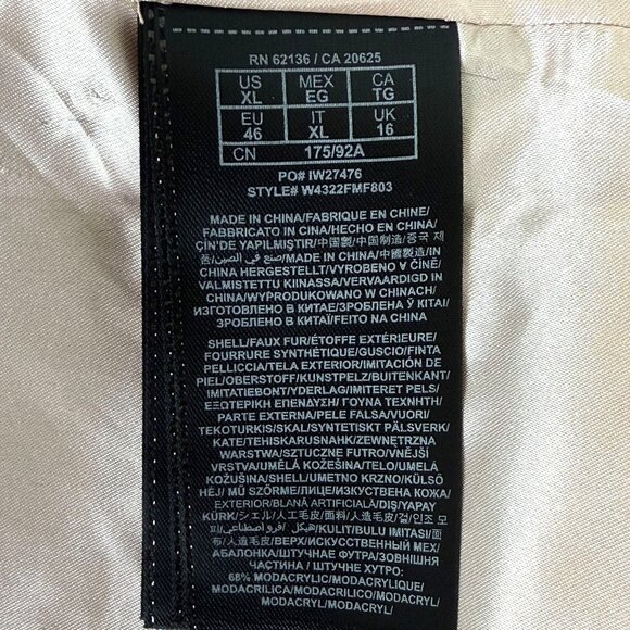 Guess Piper Women's Faux Fur Vegan Leather Vest XL Black Full Zip Pockets - Picture 11 of 11